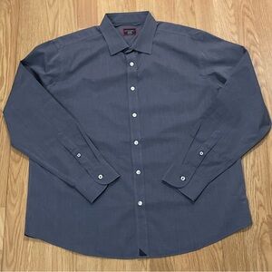 Untuckit Mens XL Long Sleeve Button Up Shirt Blue Wrinkle Free Preppy Casual